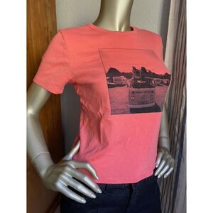 EUC Topshop Coral VW Bus Crop Super Soft T-Shirt Tee 12 XS